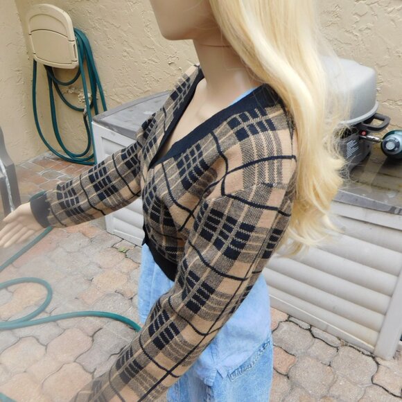 Love Tree Cropped Black & Beige Warm-Toned Top – Size Medium - Picture 2 of 7